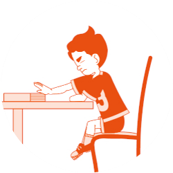 Illustration of a child pushing away homework